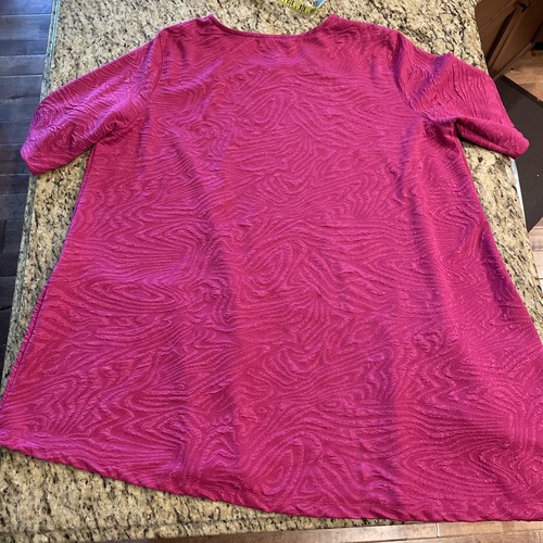 Ali Miles 2X Tunic Top Shirt Blouse Asymmetric Stretch Crinkle Flowy Pink pocket - Picture 8 of 8