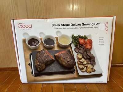 Cooking Stone- Complete Set Lava Hot Steak Stone Plate Tabletop Grill and  Cold
