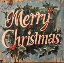 FULL DRILL  DIY DIAMOND PAINTING 40 X 40 CM RUSTIC MERRY CHRISTMAS HOME USA