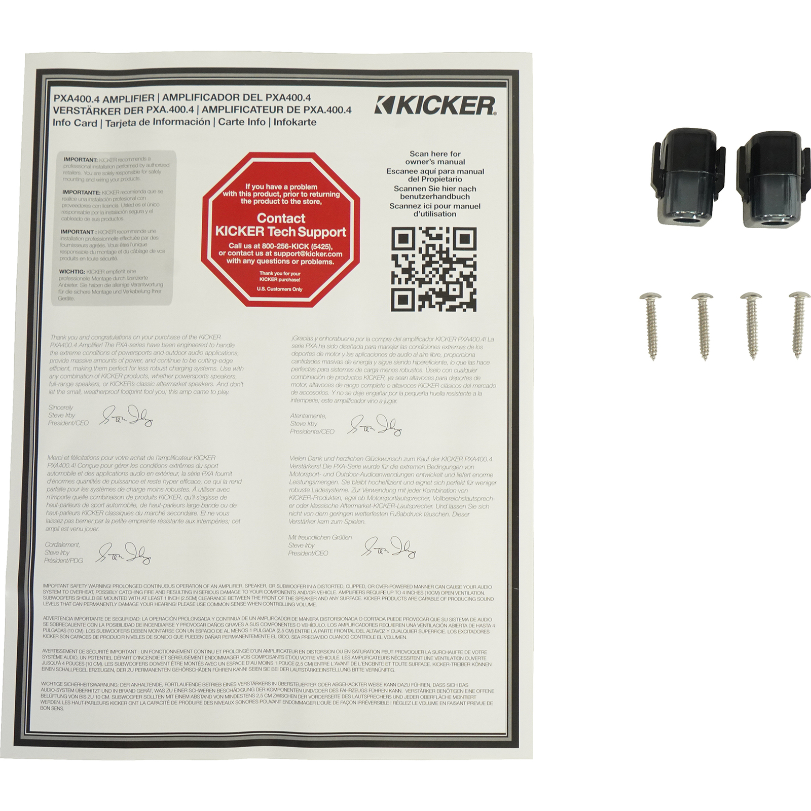 KICKER 48PXA4004 400-ваттный 4-канальный усилитель для автомобиляквадроциклаUTVRZR PXA4004