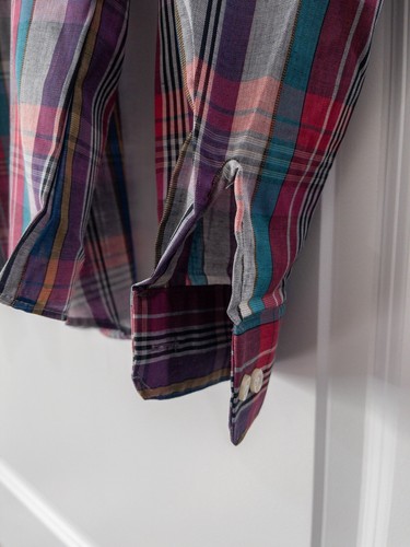 NEW Vintage Women’s Plaid USA Made Shirt Streets Button Down Sheer Shirt Sz 12 - Picture 3 of 4