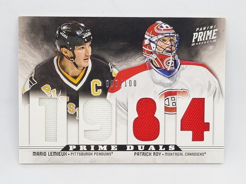 2012-13 Panini Prime Duals Game Worn Jerseys #087/100 Patrick Roy Mario Lemieux