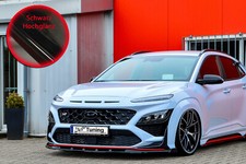 Bi Frontspoiler Splitter mit Wing ABS für Hyundai Kona N-Line in Schwarz Glanz