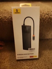 USB Hub 10 In 1  Baseus Metal Gleam Series II USB Screen Lock Button