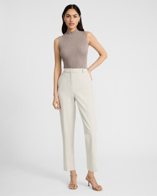 NEW EXPRESS $80 WARM STONE SUPER HIGH WAISTED EDITOR STRAIGHT ANKLE PANTS SZ 6