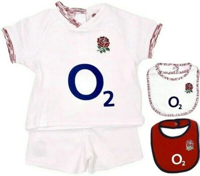 ENGLAND RFU SIX NATION RUGBY T SHIRT SHORTS - BABIES SHORT SLEEVE PRAM SUIT