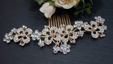 Gold tone hair comb bridal wedding crystal rhinestone hair accessories 04171