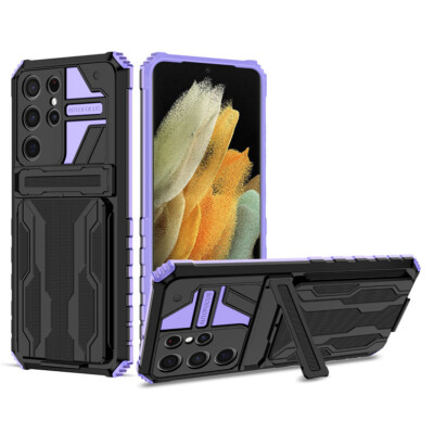 For Samsung Galaxy S24 S23 S22 S21 Ultra Stand Case Rugged Cover w/ Card  Holder
