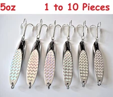 1 to 10 pcs 5oz Casting Kast Spoons Silver Holographic Saltwater Fishing Lures