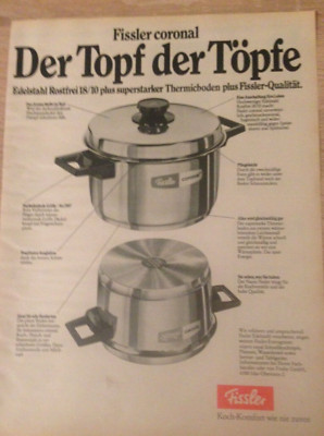 ORIGINAL ADVERTISING 1973 FISSLER CORONAL THE POT OF POTS COOKING COMFORT