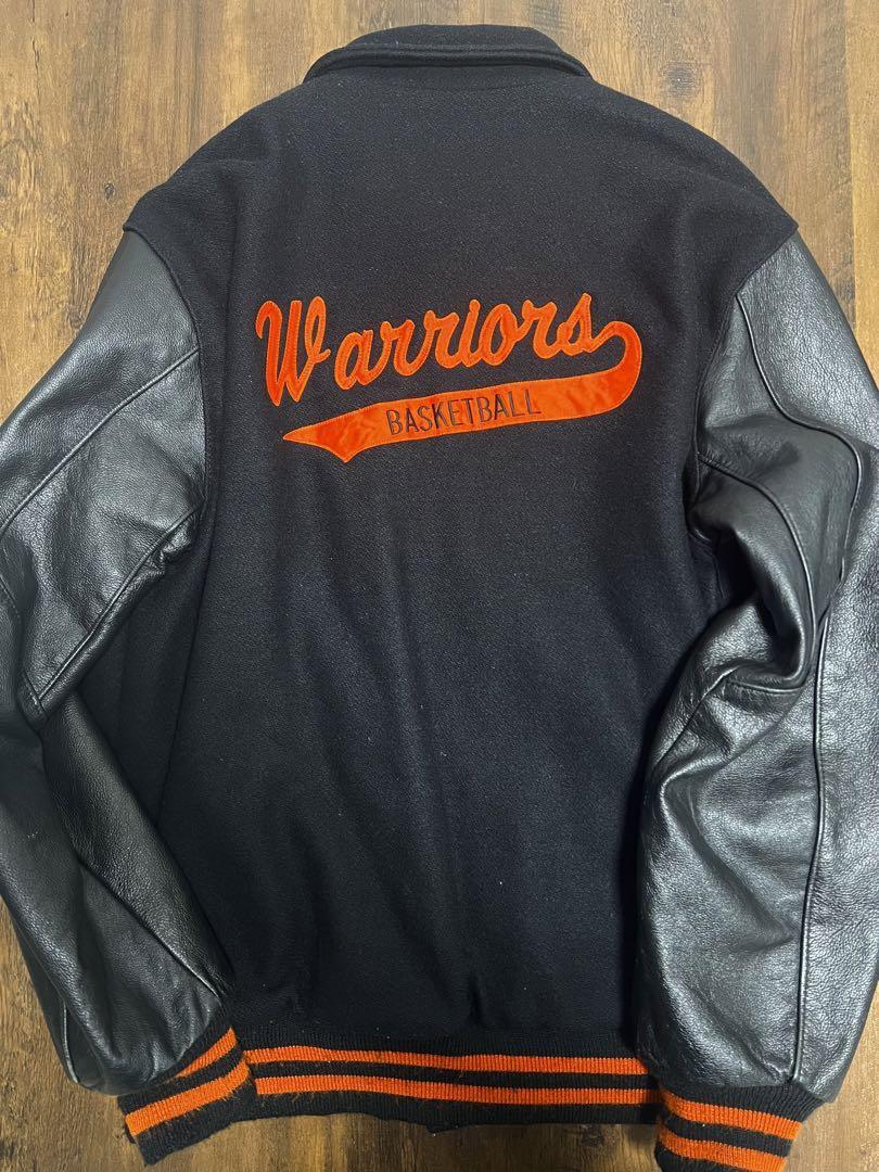 DeLong 80s 90s Stadium Leather Jacket L/XL Vintage Streetwear | eBay