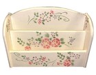 Wooden Letter Organizer Hand Painted Holder Office Wood Box Floral Shabby Chic