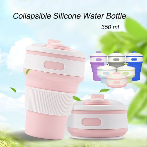 Collapsible Silicone Coffee Cup Mug Reusable Travel Foldable Leak Proof 350ML