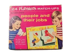 VINTAGE 24 PICTURE SET PLAYSKOOL MATCH-UPS "People and their Jobs" BOXED #7106