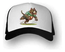 RUGBY - PITBULL PLAYER - Black and White TRUCKER Hat - Cap - Adults Unisex - New