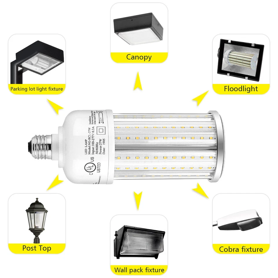 27W LED Corn Bulb Light 5000K Daylight E26 Standard Base )120W MH HID Equal ) - Image 2 of 4