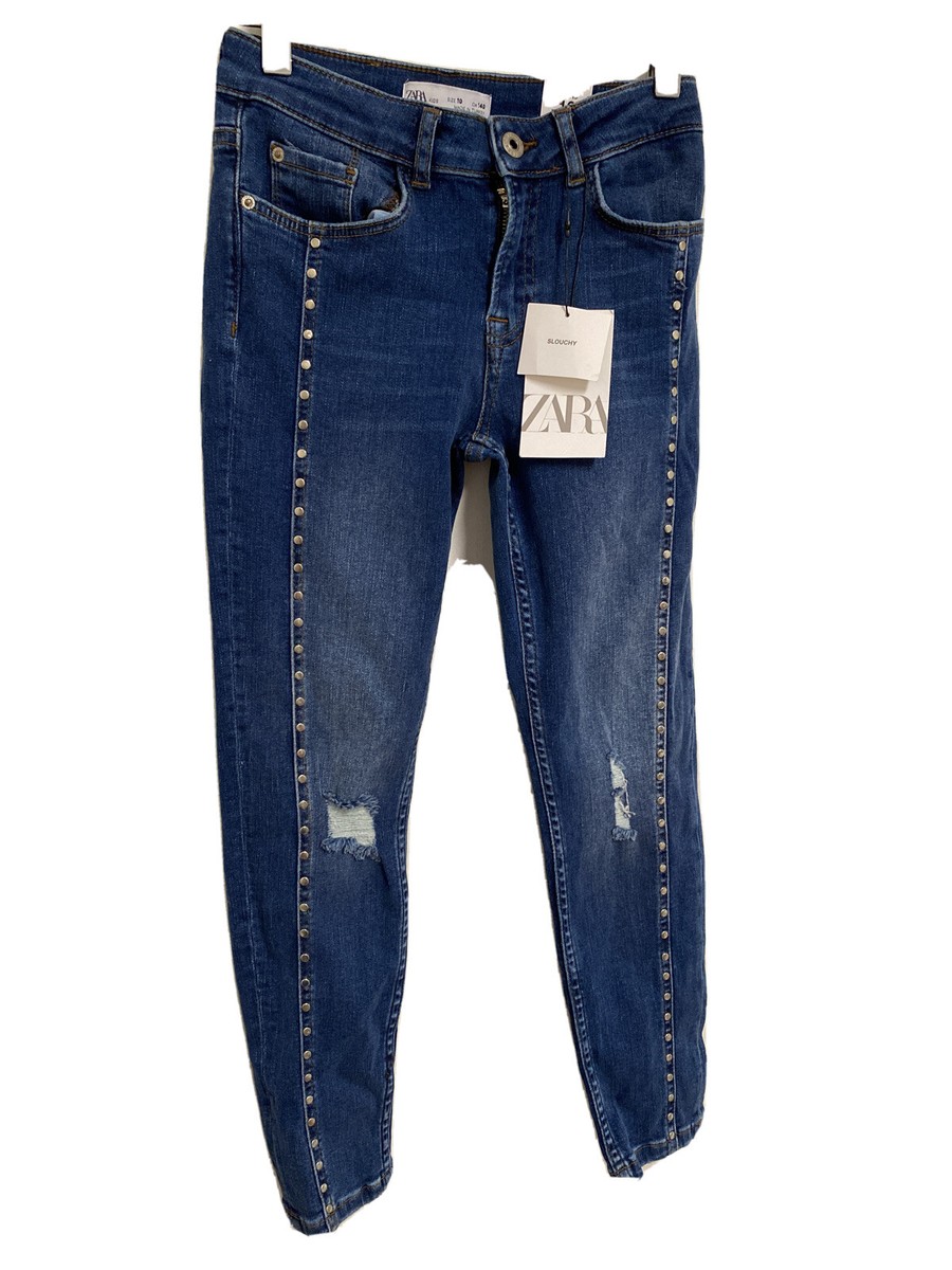 【新品】ZARA 140cm NEW ZARA Girl KIDS Blue STUDDED SKINNY JEANS Size 10 140cm