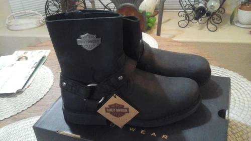 Harley Davidson Motorcycles Men Biker Leather Boots 8" Harness  Black Size 7.5