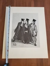 Honore Daumier b&w Print Courtroom Come Now Dear Colleagues 3 Lawyers