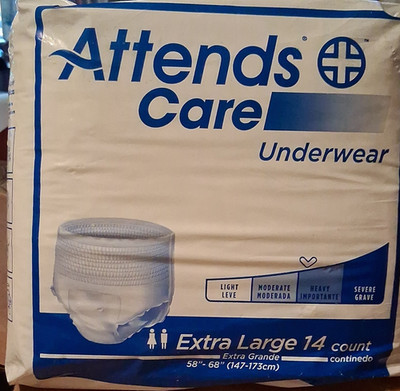 Attends Care Underwear Incontinence Pants XL 56ct Moderate Odor Shield APV40