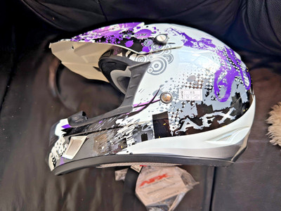 AFX FX-17 Motocross Off-Road Helmet Size XS White Purple Black Stunt Graphic DOT