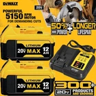 2Pack 12.0Ah For DeWalt 20V Max Lithium-Ion Battery AND Charger DCB206 DCB205
