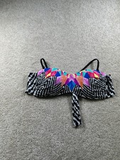 bar III Women's Swimwear Bikini Top Black Colorful M Padded
