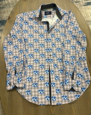 New Society of Threads Slim Fit Performance Floral Dress Shirt S 14-14.5 - 32-33