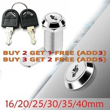 16-40mm Cam Lock Door Barrel Drawer Cabinet Mail Box Locker Cupboard w/ 2 Key #