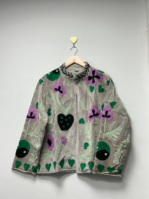 Gray Velvet Suzani Embroidered Jackets Women s Vintage Uzbek Ethnic Boho Jackets