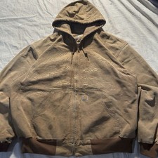 CARHARTT J131 BRN Thermal Lined Hooded Jacket Mens XXL 2XL USA MADE Coat Vintage