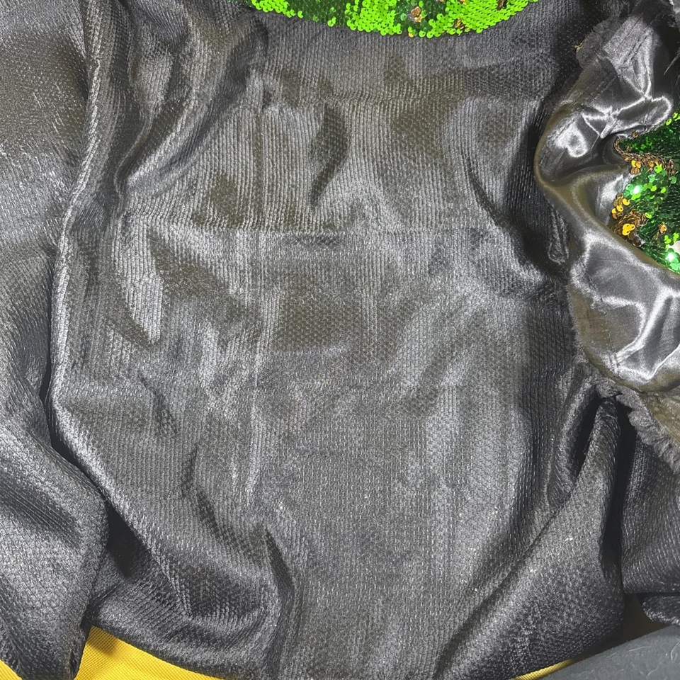 Tela de lentejuelas Shinny Glitz verde y dorado 1 yarda AM6 Foto 4 de 4