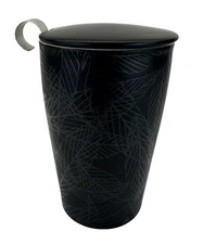 Tea Forte Double-Walled Ceramic Kati Cup NOIR Removable Stainless Steel Infuser 