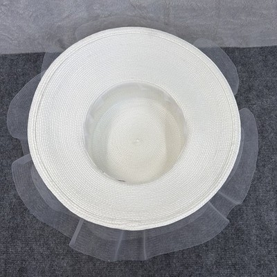 VTG Mr. Hi\'s Hat Womens White Tulle Wide Brim Rhinestone Derby Church Wedding VTG Mr. Hi main image 2