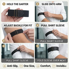 2Pcs Adjustable Sleeve Garters for Men Women - Non-Slip Shirt Sleeve Holder...