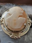 Vintage Hand Carved Shell Cameo Brooch Pin — photo 4