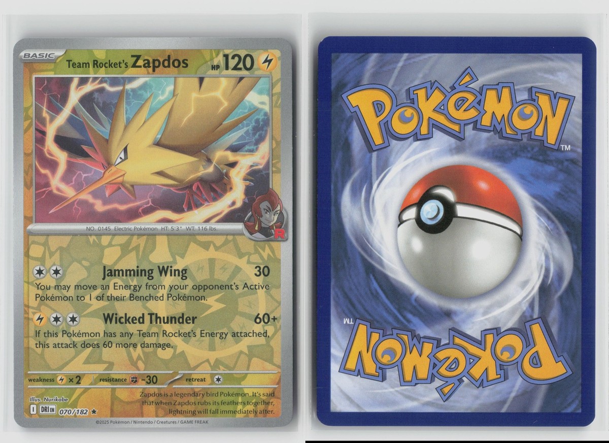 TEAM ROCKET'S ZAPDOS 070/182 DESTINED RIVALS REVERSE HOLO POKEMON