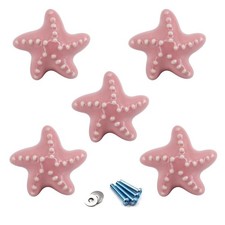 Flomore Pink Drawer Knob Ceramic Cabinet Knobs Kids Room Handle Pull Starfish...