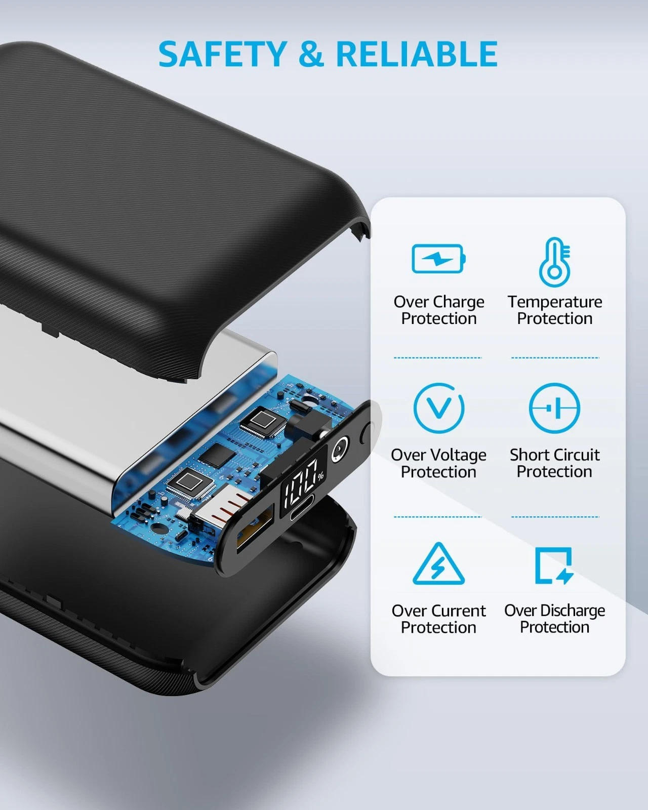 16000mAh Rechargeable Battery Pack for Heated Vest, LED Display, Portable Power - product detail image 5