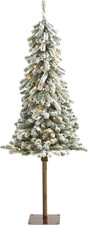5Ft Flocked Alpine Christmas Tree with 150 Lights  405 Bendable Branches