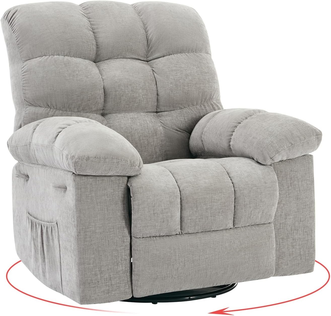 For Adult,360&deg; Swivel Rock Recliner,grey