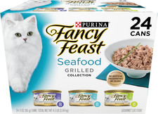 Purina Fancy Feast Grilled Wet Cat Food Variety Pack Seafood 3 oz Cans 24ct