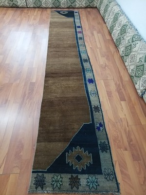 Camel Hair Runner Rug Beige Blue Long Corridor Rug Antique Tribal Decor Rug