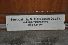 Altes Emailschild Spechzeit Doktor,Zahnarzt,Alle Kassen,Öffnungszeit Arztpraxis