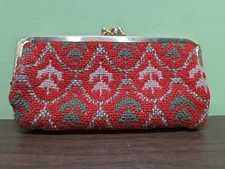 Vtg 60's Welsh tapestry Brynkir Woollen Mill wool double coin purse retrocore