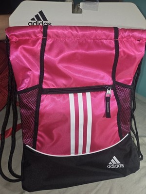 adidas Alliance II Sackpack Pink Black Drawstring Gym Bag Polyester Outer Pocket