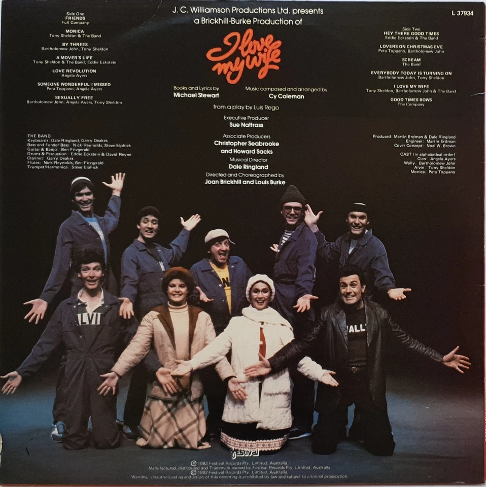 I Love My Wife-Australian Cast LP & Souvenir Program Tony Sheldon, Angela Ayers - Image 3 of 3