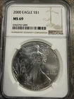 2000 $1 American Silver Eagle NGC MS69 Brown Label