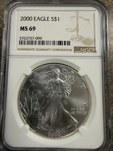 2000 $1 American Silver Eagle NGC MS69 Brown Label