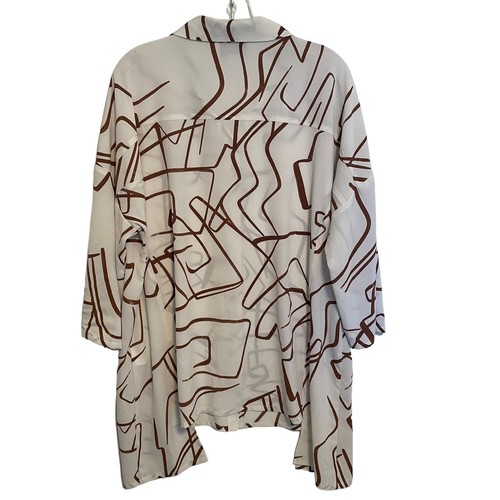 Joseph Ribkoff Asymmetrical Button Top Womens Size 18 White Brown Abstract 2X - Picture 4 of 9